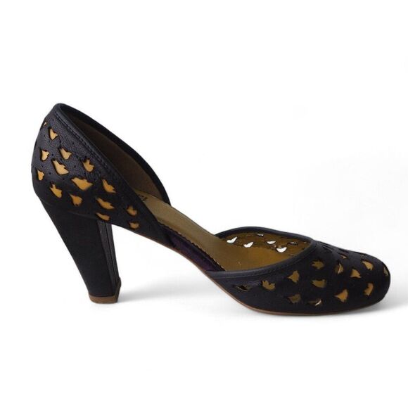 Faryl Robin Perforated Heels Navy / Yellow Women's 10 - Picture 7 of 13